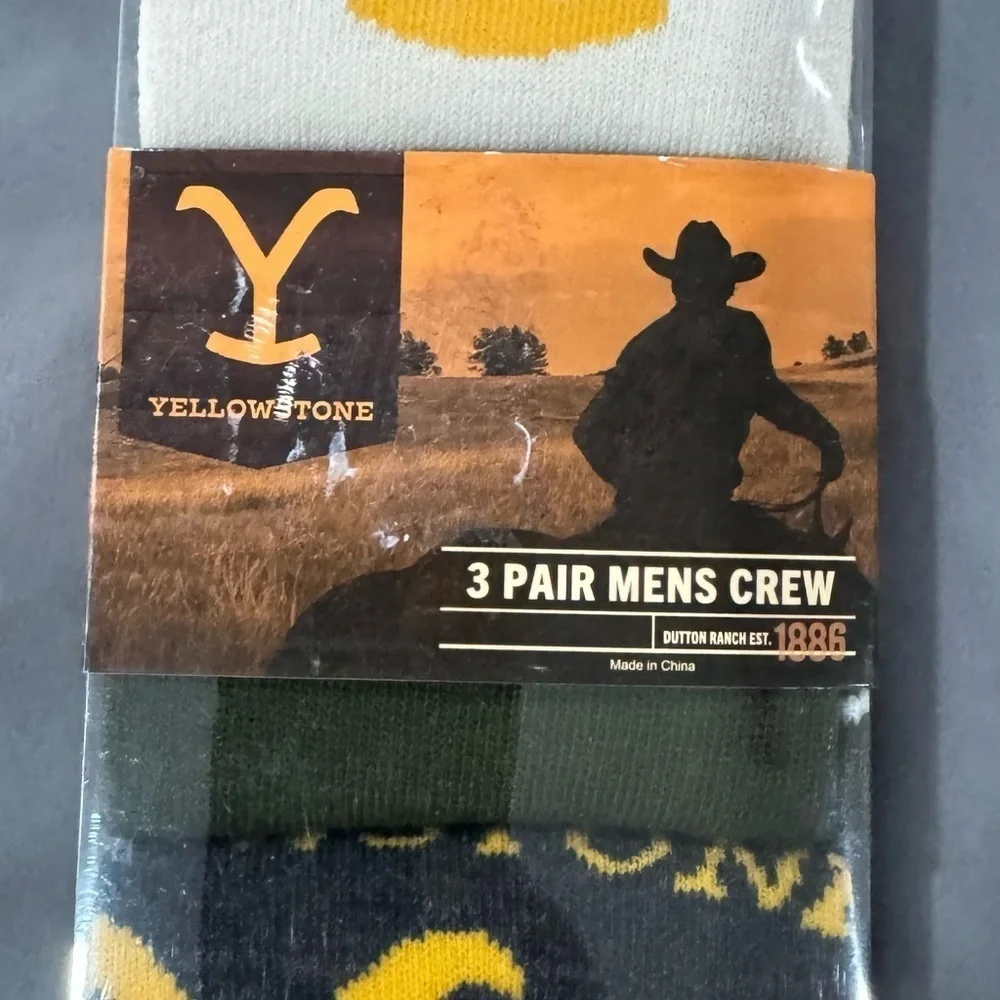 Yellowstone Men's Crew Socks, 3-Pack